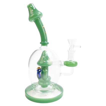 Bong de Vidro Abduzido Gold Line Pequeno Mushroom Colors