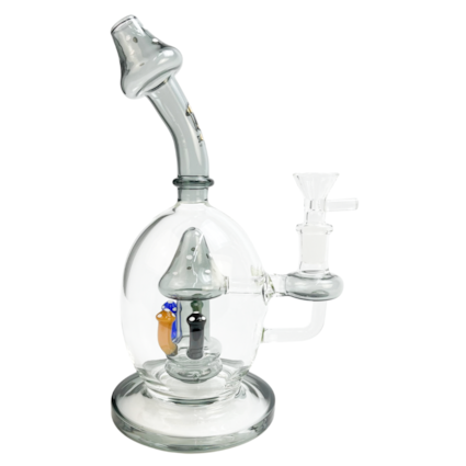 Bong de Vidro Abduzido Gold Line Pequeno Mushroom Colors