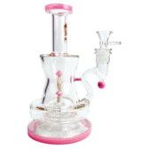 Bong de Vidro Abduzido Gold Line Pequeno Mushroom Family