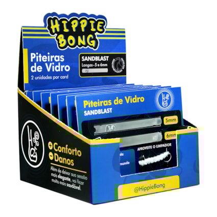 Piteira de Vidro Hippie Bong Longa Sandblast